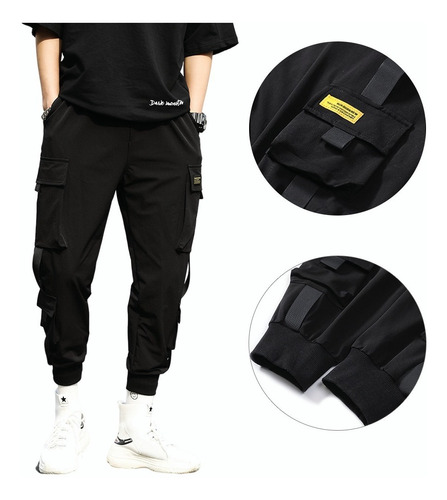 Joggers Hombre  Cargo Pantalones Con Bolsillos Latera