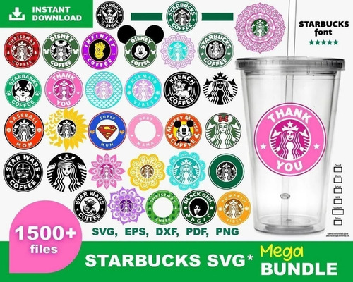 Imagen 1 de 9 de Plantillas Sublimación Vectores Multiuso Tazas Starbucks