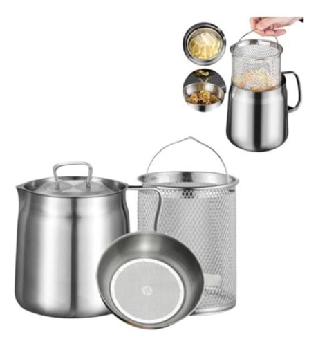 Olla Coladora De Aceite 2 En 1 De Acero Inoxidable 304