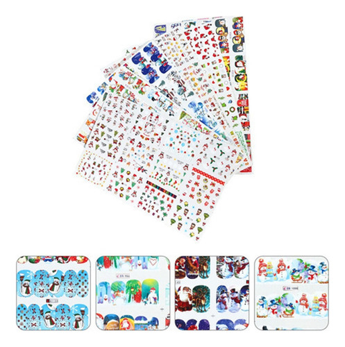 Mj A 6 Hojas De Pegatinas Navideñas For Uñas, Muñeco De