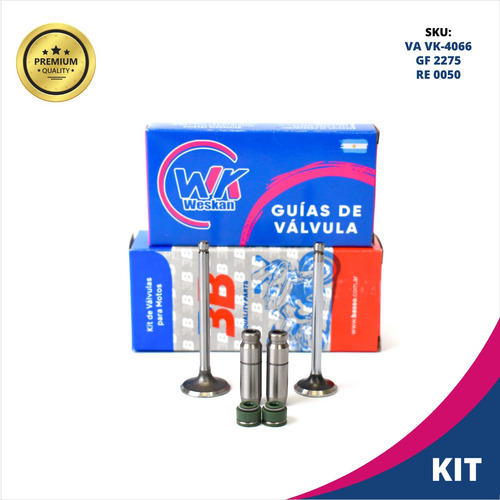 Valvula 3b Honda Biz 125 + Guias Fundición Weskan + Retenes
