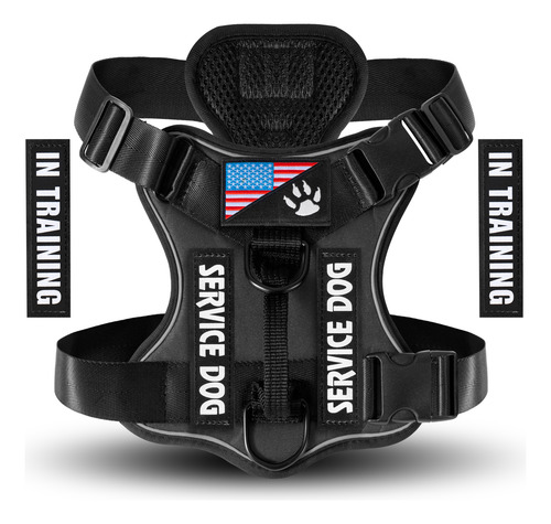 Colete Refletivo Para Cães Service Dog Harness Com 5 Peças