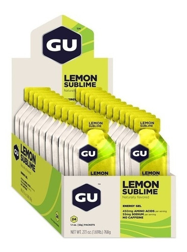 Caja X24 Suplemento En Gel Gu Energy Gel Los Sabores Sabor Lemon Sublime (sin Cafeína)