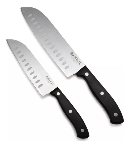 Set 2 Cuchillos 7  + 5  Santoku Texas Blackbull