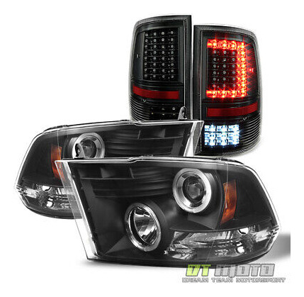 Black 2009-2018 Dodge Ram 1500 2500 Halo Headlights+c St Yyk