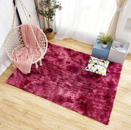 Tapete JD HOME_DECOR Peludo / Felpudo cor Coral shaggy - de 2m x 1.4m