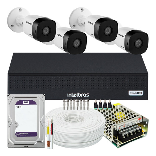 Kit 4 Câmeras Intelbras Vhd 1230 Full Hd Dvr 4 Canais 1tb Wd