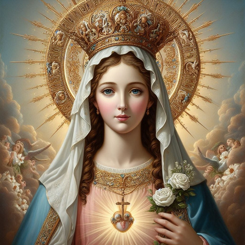 Obra Arte Digital Corazón De La Virgen María V2 50x50 Única