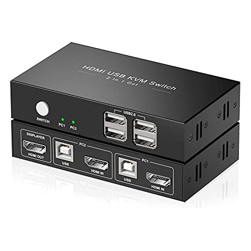 Rybozen Conmutador Kvm Hdmi 2 Puertos Caja, Selector De Inte