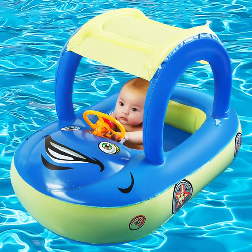 Boya Inflable De Piscina Para Bebés Con Toldo