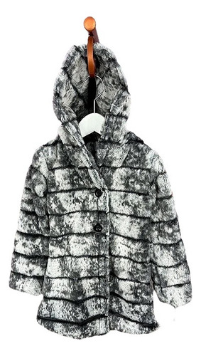 Campera Abrigo De Felpa Mixto Blanco Y Negro Con Capucha