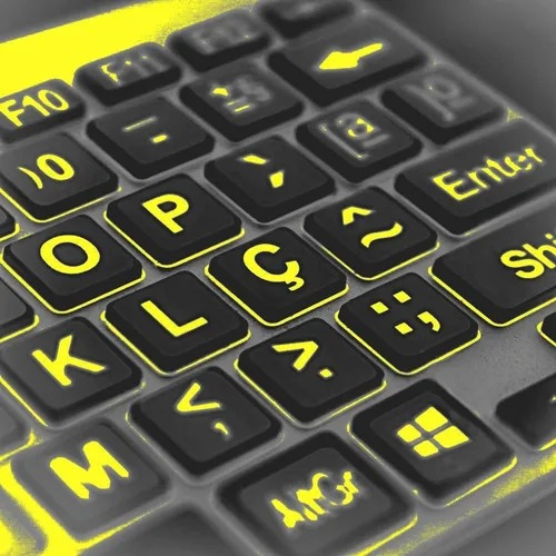 Adesivo Teclado Baixa Visão Alto Contraste Preto Com Amarelo