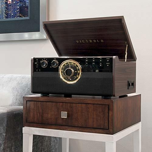 Victrola 6-en-1 Bluetooth De Madera, Grabadora De Discos De