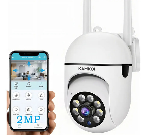 Cámara de seguridad KAMKOI XHRDP-288 Wifi 1080p PTZ interior visión nocturna audio bidireccional Blanco
