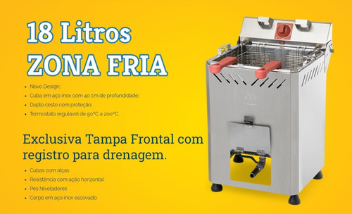 Imagem 2 de 5 de Fritadeira Elétrica Industrial Zona Fria Frita Rápido 110v