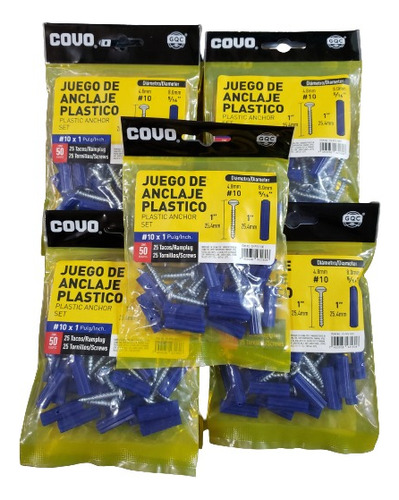 Ramplug Plastico Azul Con Tornillos 5/16 50 Unidades