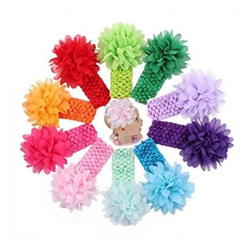 10pcs Niñas Bebe Multicolores Elasticos Diademas Flores D