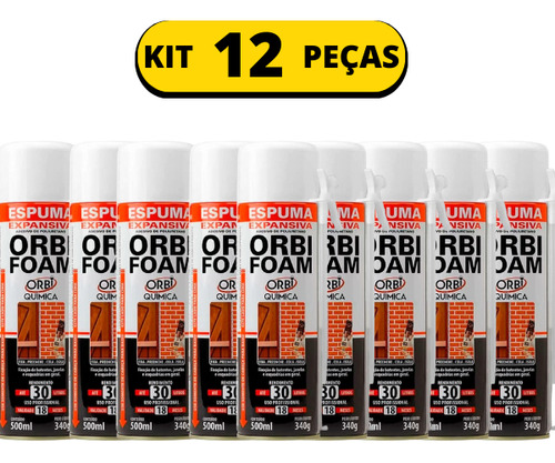 Kit 12 Espuma Expansiva De Pu Orbi 340 Gramas 500 Ml