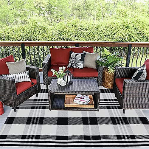 Alfombra De Cuadros Buffalo Plaid 4' X 6' Negra Y Blanc...