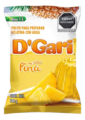 Dgari® 3 Gelatinas De Agua Sabor Piña Rinde Un Litro Wow
