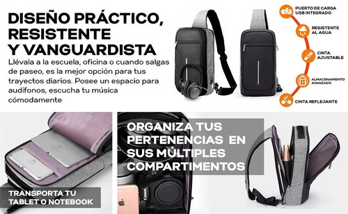 Imagen 8 de 8 de Mochila Antirrobo Redlemon Mini Impermeable Con Puerto Usb