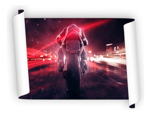 Poster Motociclista En La Ciudad 60x90cm
