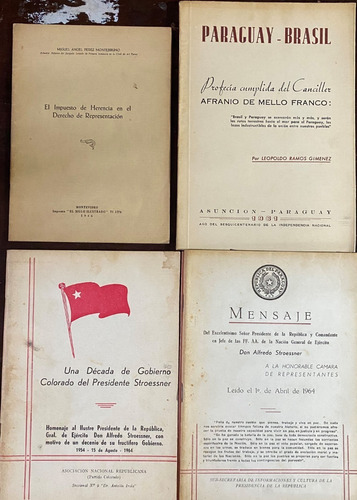 Lote 5 Librillos Discursos De Stroessner, Paraguay Cl01