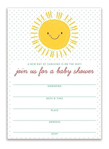 Invitaciones Para Baby Shower Happy Sunshine Género Neutro