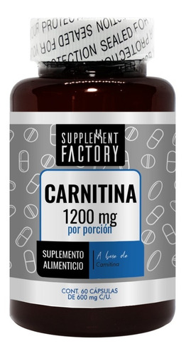 Carnitina 600 Mg, 60 Cápsulas, Calidad Premium Sabor Natural