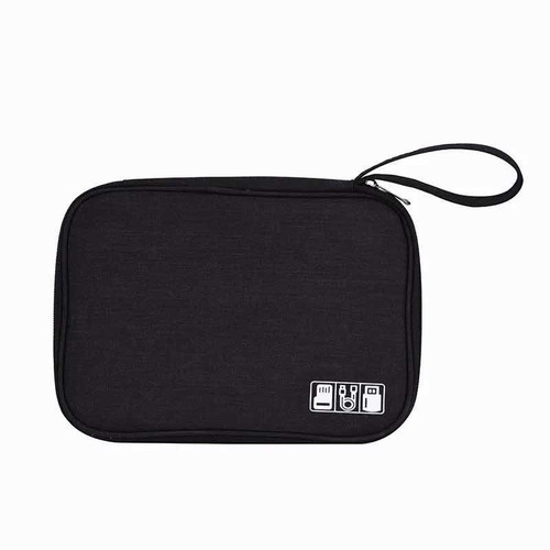 Funda Organizador De Viaje Para Cables, Memorias, Usb Chico Color Negro