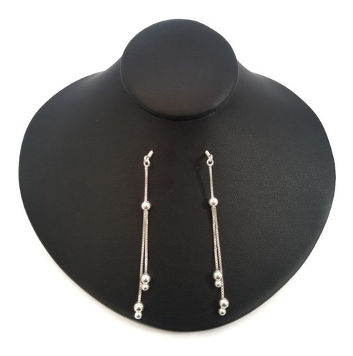 Aretes Para Mujer Largas Bolitas Joya Plata Ley 925