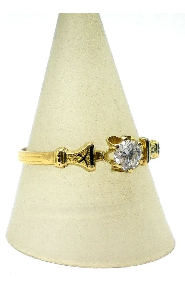 Anillo De Oro 18 Kt Y Zafiro Blanco Solitario