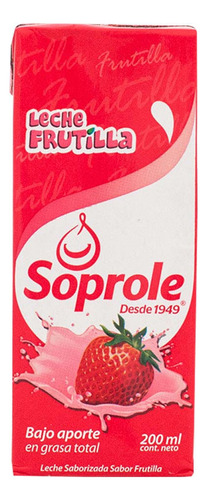 Leche Soprole 200cc Frutilla(12 Unidades) Super