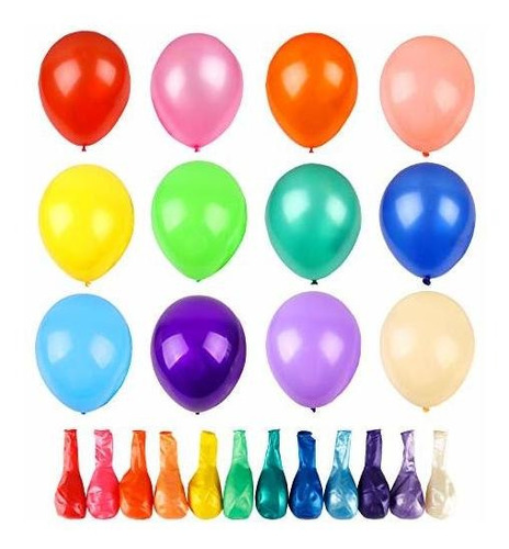 Rubfac 120 Globos De Colores Surtidos De 12 Pulgadas 12 Tipo