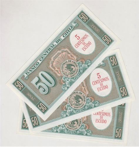 Imagen 4 de 5 de Billete Chile 50 / 5 Cts Escudos Figueroa Mackenna Unc (c85)