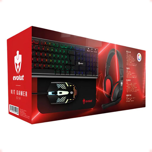 Kit Gamer L2f 4x1 Teclado Mouse Headset Mousepad Strong Tech Mouse Vermelho Teclado Vermelho