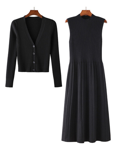 Conjunto De Vestido Tipo Suéter De Dos Piezas Para Mujer