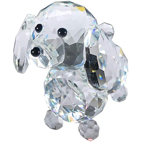 Figurina De Perro De Cristal Cortado, Nariz Negra