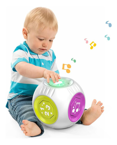 Bilingüe Musical Learning Cube Toddler Toys Edad 1-2, Inglés