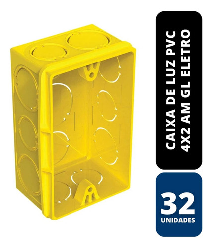 Kit C/ 32 Caixa De Luz Pvc 4x2 Amarela Gl Eletro