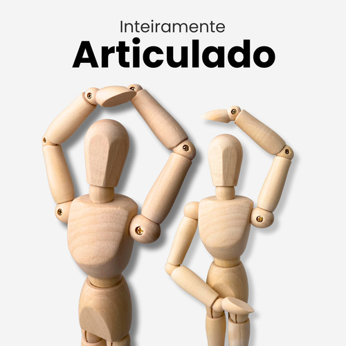 Boneco Articulado 30cm Manequim De Madeira Clara Decoração