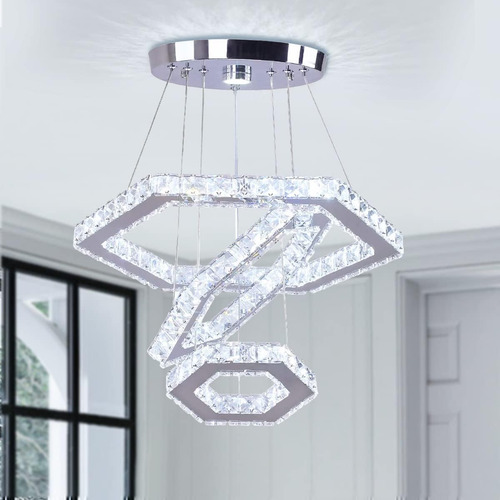 Cainjiazh Candelabros De Cristal Modernos 3 Anillos Led Tech