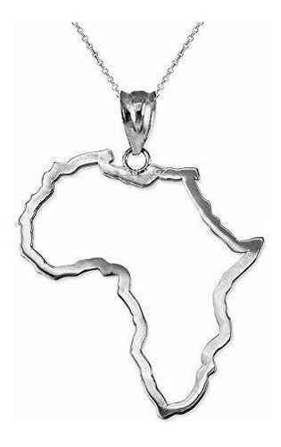 Collar - Sterling Silver Africa Open Design Pendant Necklace