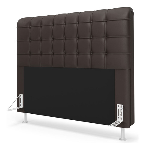Cabeceira Rana 140cm Couro Sintético Aradecor. Cor Marrom