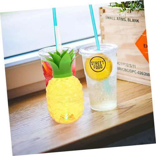 6 Pcs Vaso En Forma De Frutsi Vasos De Piña 500ml, Con Paja