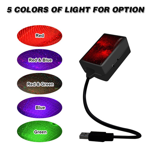 * Proyector De Luz Nocturna Usb: 3 Modos, Cuello Ible Para