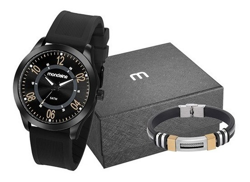 Relógio Pulso Mondaine Masculino Pulseira Silicone Preto