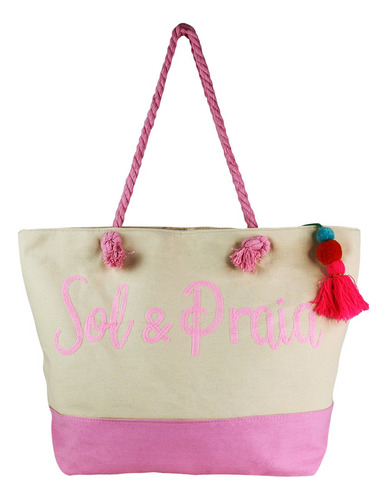 Bolsa Feminina Saco Sacola Sol Praia Mar Alta Qualidade Luxo Cor Rosa-claro