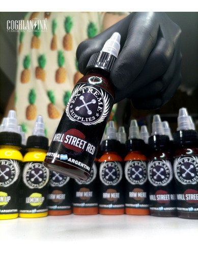 Imagen 8 de 8 de Tinta Tattoo Extreme Wall Street Red X 1oz Tatuajes Tatuar