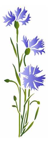 Stencil Pintura Flores Centaurea Cyanus 10x30 3459 Opa
